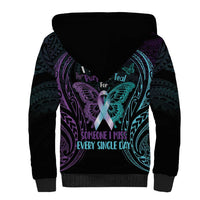 Suicide Awareness Memorial Sherpa Hoodie I Wear Purple and Teal For Someone I Miss LT14 - Polynesian Pride