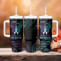 Suicide Awareness Memorial Tumbler With Handle I Wear Purple and Teal For Someone I Miss - Polynesian Pride