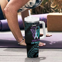Suicide Awareness Memorial Tumbler With Handle I Wear Purple and Teal For Someone I Miss - Polynesian Pride