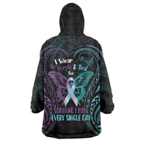Suicide Awareness Memorial Wearable Blanket Hoodie I Wear Purple and Teal For Someone I Miss LT14 - Polynesian Pride