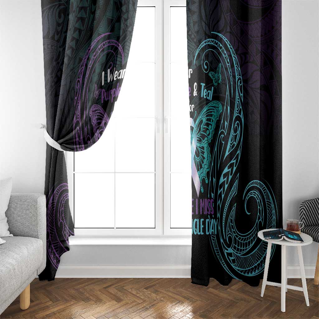 Suicide Awareness Memorial Window Curtain I Wear Purple and Teal For Someone I Miss - Polynesian Pride