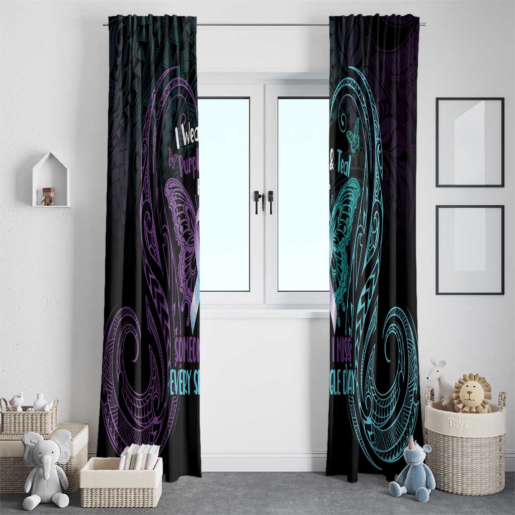 Suicide Awareness Memorial Window Curtain I Wear Purple and Teal For Someone I Miss - Polynesian Pride