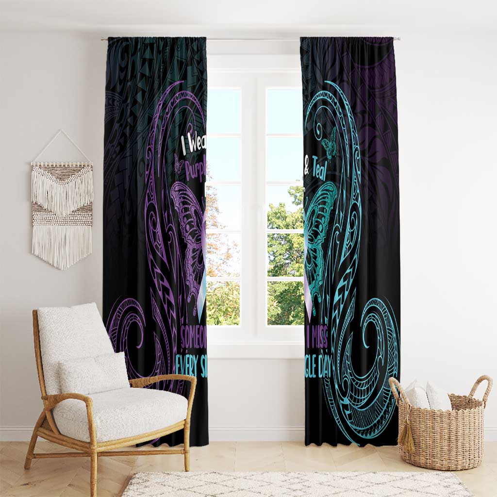 Suicide Awareness Memorial Window Curtain I Wear Purple and Teal For Someone I Miss - Polynesian Pride