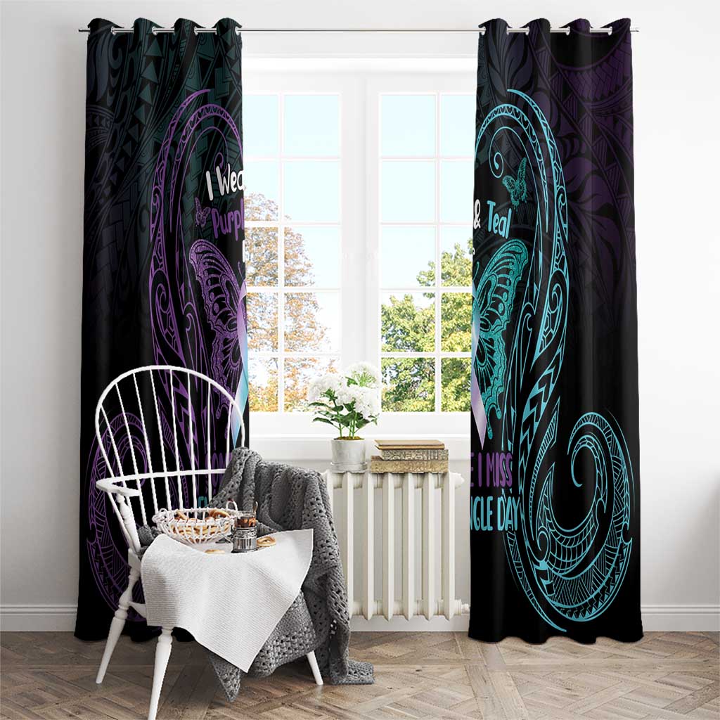 Suicide Awareness Memorial Window Curtain I Wear Purple and Teal For Someone I Miss - Polynesian Pride