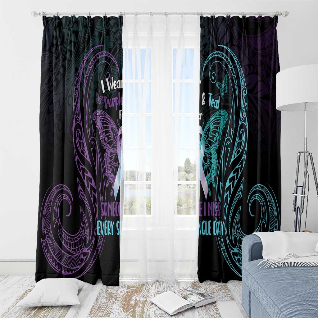 Suicide Awareness Memorial Window Curtain I Wear Purple and Teal For Someone I Miss - Polynesian Pride