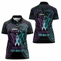 Suicide Awareness Memorial Women Polo Shirt I Wear Purple and Teal For Someone I Miss LT14 - Polynesian Pride