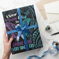 Suicide Awareness Memorial Wrapping Paper I Wear Purple and Teal For Someone I Miss - Polynesian Pride