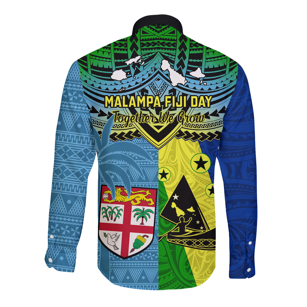 Malampa Fiji Day Long Sleeve Button Shirt Together We Grow Proud Polynesian Tapa Artsy LT14 - Polynesian Pride