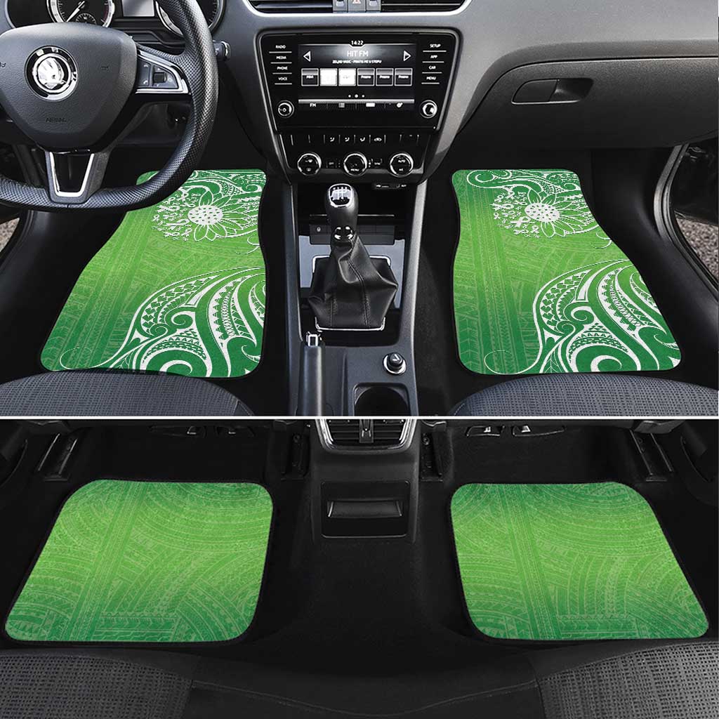Polynesia Depression Awareness Car Mats Sunflower Green Ribbons Polynesian Tattoo LT14 Set 4pcs Green - Polynesian Pride