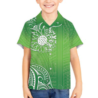 Polynesia Depression Awareness Family Matching Long Sleeve Bodycon Dress and Hawaiian Shirt Sunflower Green Ribbons Polynesian Tattoo LT14 Son's Shirt Green - Polynesian Pride