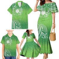 Polynesia Depression Awareness Family Matching Mermaid Dress and Hawaiian Shirt Sunflower Green Ribbons Polynesian Tattoo LT14 - Polynesian Pride