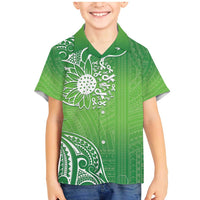 Polynesia Depression Awareness Family Matching Mermaid Dress and Hawaiian Shirt Sunflower Green Ribbons Polynesian Tattoo LT14 Son's Shirt Green - Polynesian Pride