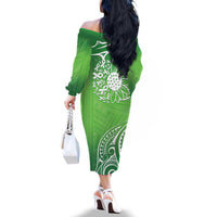 Polynesia Depression Awareness Family Matching Off The Shoulder Long Sleeve Dress and Hawaiian Shirt Sunflower Green Ribbons Polynesian Tattoo LT14 - Polynesian Pride