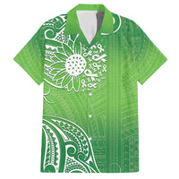 Polynesia Depression Awareness Family Matching Off Shoulder Maxi Dress and Hawaiian Shirt Sunflower Green Ribbons Polynesian Tattoo LT14 Dad's Shirt - Short Sleeve Green - Polynesian Pride