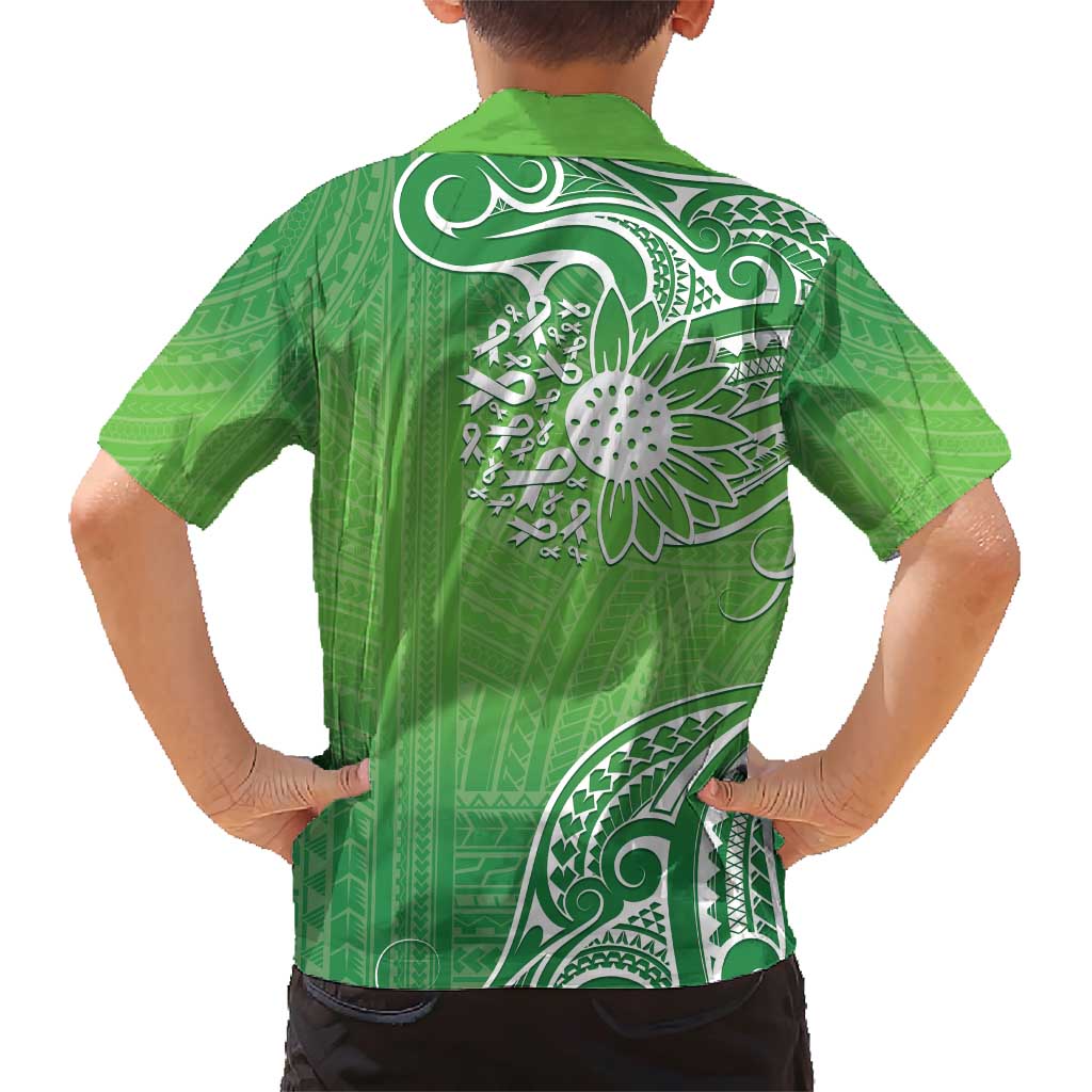 Polynesia Depression Awareness Family Matching Short Sleeve Bodycon Dress and Hawaiian Shirt Sunflower Green Ribbons Polynesian Tattoo LT14 - Polynesian Pride