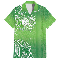 Polynesia Depression Awareness Family Matching Short Sleeve Bodycon Dress and Hawaiian Shirt Sunflower Green Ribbons Polynesian Tattoo LT14 Dad's Shirt - Short Sleeve Green - Polynesian Pride