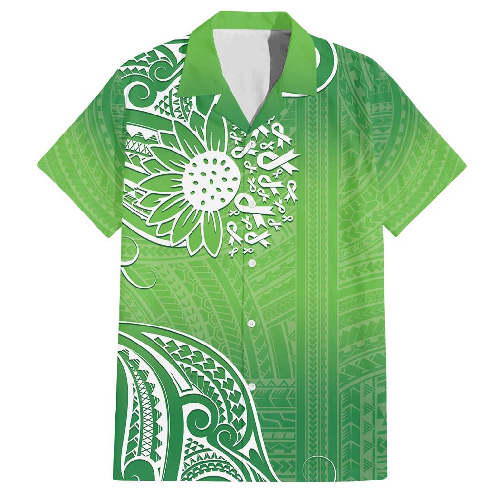 Polynesia Depression Awareness Family Matching Summer Maxi Dress and Hawaiian Shirt Sunflower Green Ribbons Polynesian Tattoo LT14 Dad's Shirt - Short Sleeve Green - Polynesian Pride