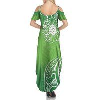 Polynesia Depression Awareness Family Matching Summer Maxi Dress and Hawaiian Shirt Sunflower Green Ribbons Polynesian Tattoo LT14 - Polynesian Pride