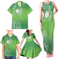 Polynesia Depression Awareness Family Matching Tank Maxi Dress and Hawaiian Shirt Sunflower Green Ribbons Polynesian Tattoo LT14 - Polynesian Pride