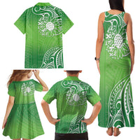 Polynesia Depression Awareness Family Matching Tank Maxi Dress and Hawaiian Shirt Sunflower Green Ribbons Polynesian Tattoo LT14 - Polynesian Pride