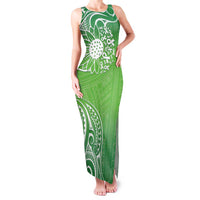 Polynesia Depression Awareness Family Matching Tank Maxi Dress and Hawaiian Shirt Sunflower Green Ribbons Polynesian Tattoo LT14 Mom's Dress Green - Polynesian Pride