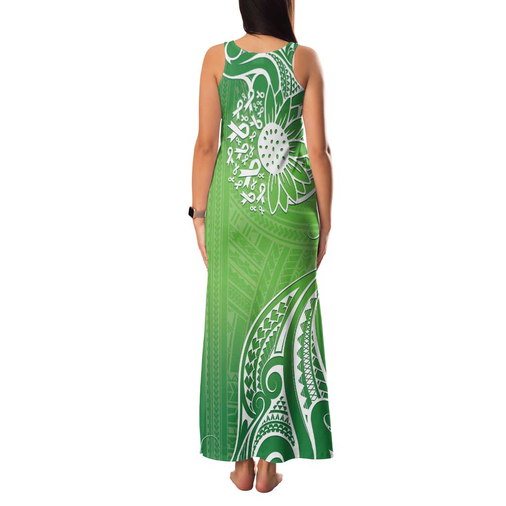 Polynesia Depression Awareness Family Matching Tank Maxi Dress and Hawaiian Shirt Sunflower Green Ribbons Polynesian Tattoo LT14 - Polynesian Pride