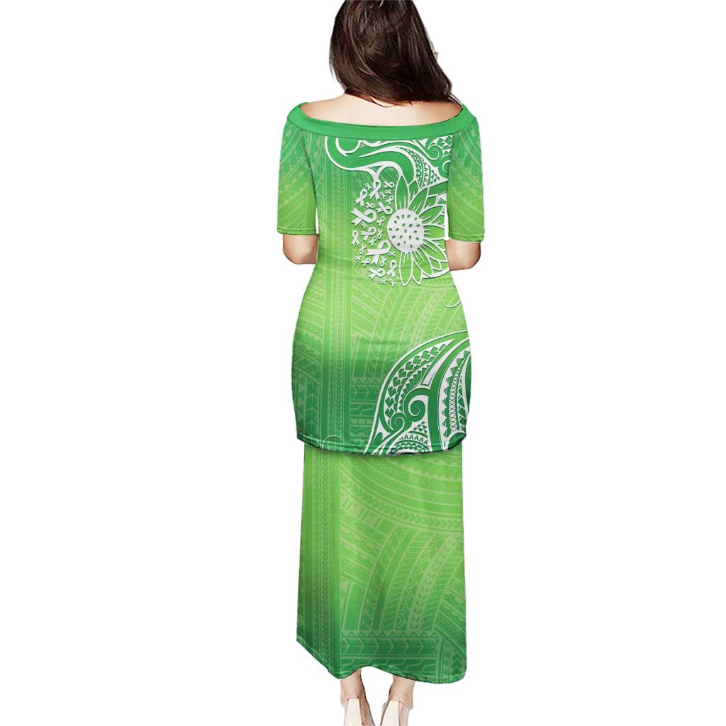 Polynesia Depression Awareness Puletasi Sunflower Green Ribbons Polynesian Tattoo