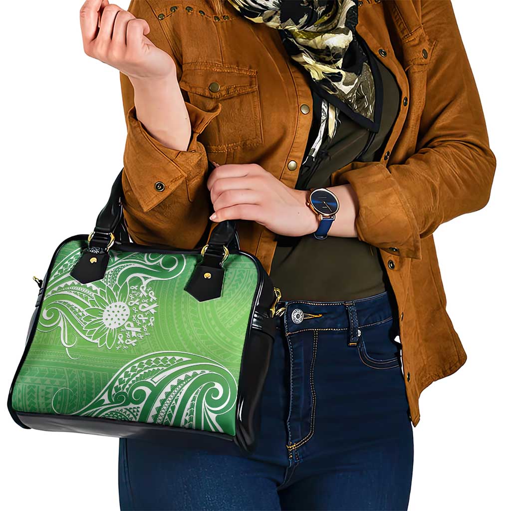 Polynesia Depression Awareness Shoulder Handbag Sunflower Green Ribbons Polynesian Tattoo