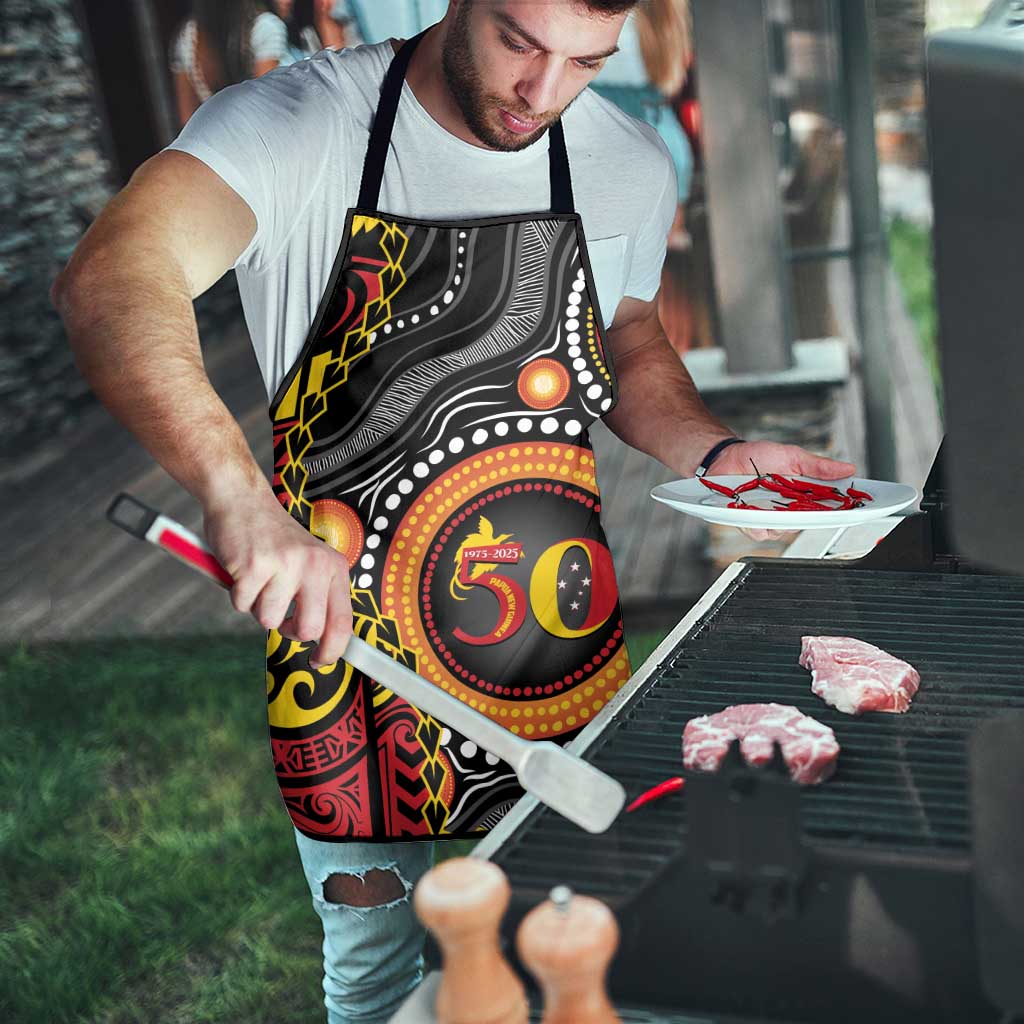Celebrating 50 Years Papua New Guinea Apron Aboriginal Mix Papuan Pattern - Polynesian Pride