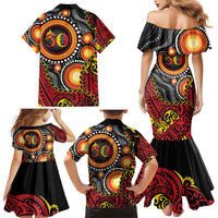 Celebrating 50 Years Papua New Guinea Family Matching Mermaid Dress and Hawaiian Shirt Aboriginal Mix Papuan Pattern LT14 - Polynesian Pride