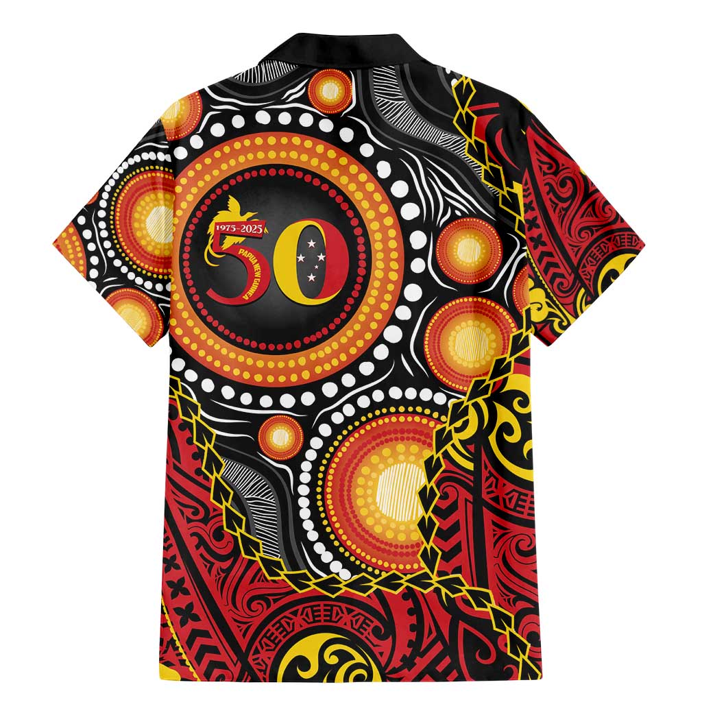 Celebrating 50 Years Papua New Guinea Family Matching Mermaid Dress and Hawaiian Shirt Aboriginal Mix Papuan Pattern LT14 - Polynesian Pride