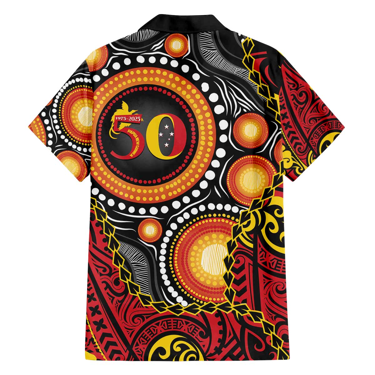 Celebrating 50 Years Papua New Guinea Family Matching Off The Shoulder Long Sleeve Dress and Hawaiian Shirt Aboriginal Mix Papuan Pattern LT14 - Polynesian Pride