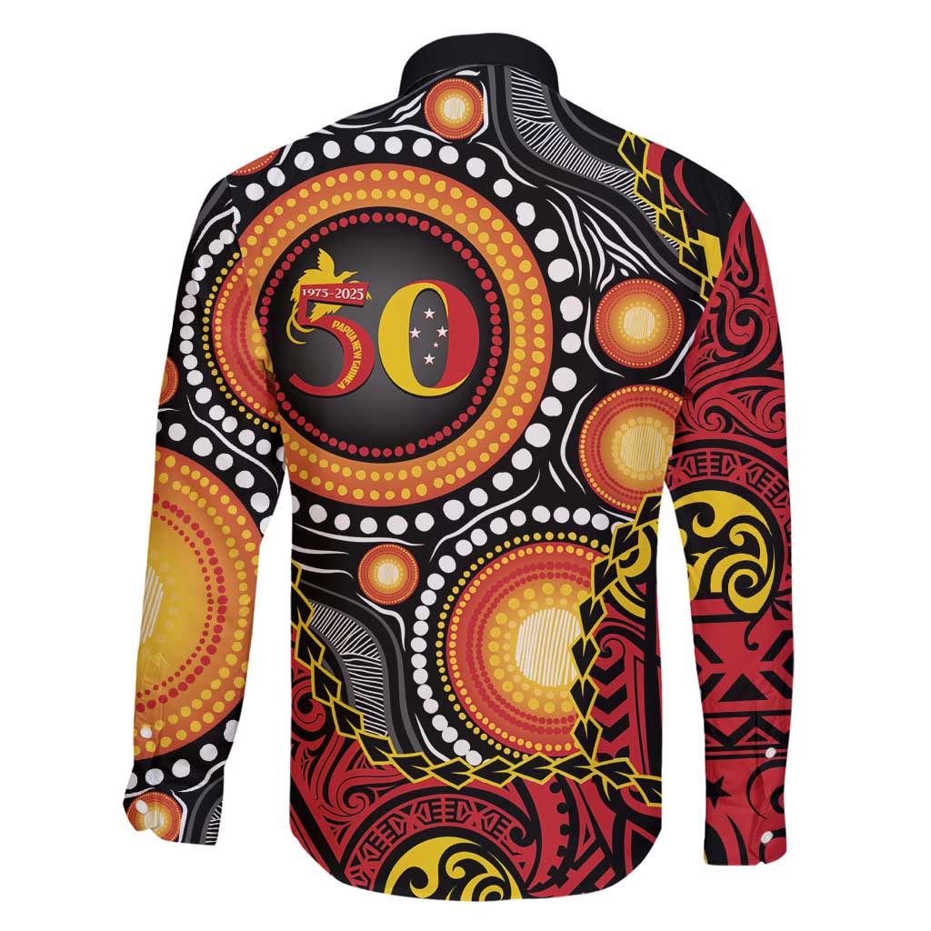 Celebrating 50 Years Papua New Guinea Family Matching Summer Maxi Dress and Hawaiian Shirt Aboriginal Mix Papuan Pattern LT14 - Polynesian Pride