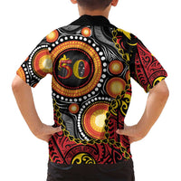 Celebrating 50 Years Papua New Guinea Family Matching Tank Maxi Dress and Hawaiian Shirt Aboriginal Mix Papuan Pattern LT14 - Polynesian Pride