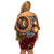 Celebrating 50 Years Papua New Guinea Off Shoulder Short Dress Aboriginal Mix Papuan Pattern - Polynesian Pride