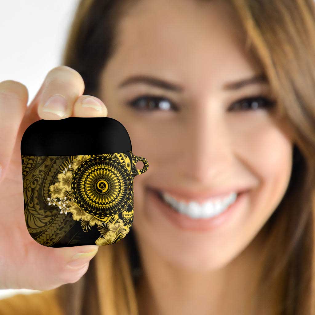 Vanuatu AirPods Case Hibisus Polynesian Pattern Gold - Polynesian Pride