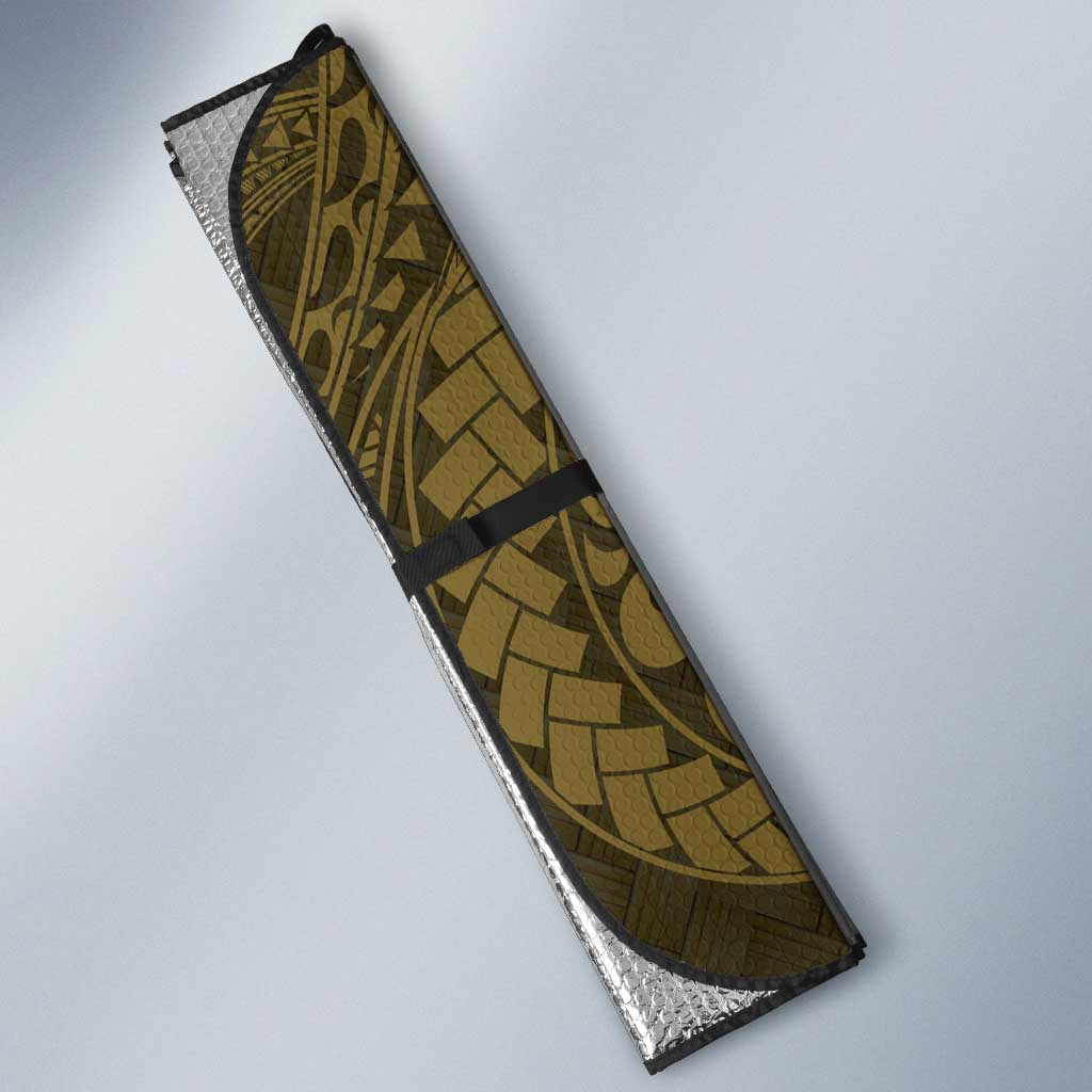 Vanuatu Auto Sun Shade Hibisus Polynesian Pattern Gold - Polynesian Pride