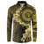 Vanuatu Button Sweatshirt Hibisus Polynesian Pattern Gold - Polynesian Pride