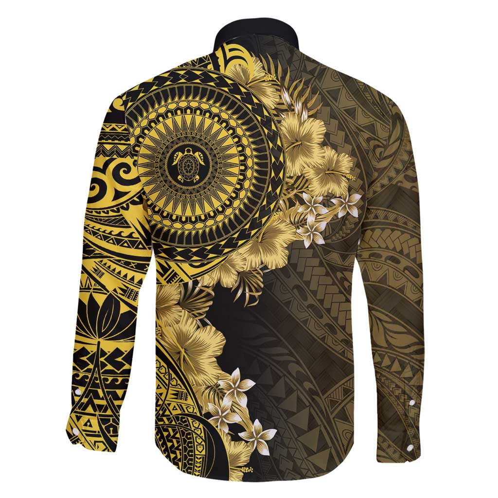 Vanuatu Family Matching Mermaid Dress and Hawaiian Shirt Hibisus Polynesian Pattern Gold - Polynesian Pride