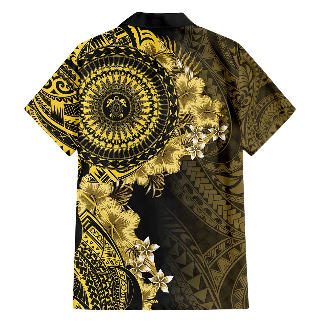 Vanuatu Family Matching Off Shoulder Maxi Dress and Hawaiian Shirt Hibisus Polynesian Pattern Gold - Polynesian Pride