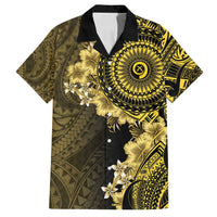 Vanuatu Family Matching Off Shoulder Short Dress and Hawaiian Shirt Hibisus Polynesian Pattern Gold - Polynesian Pride