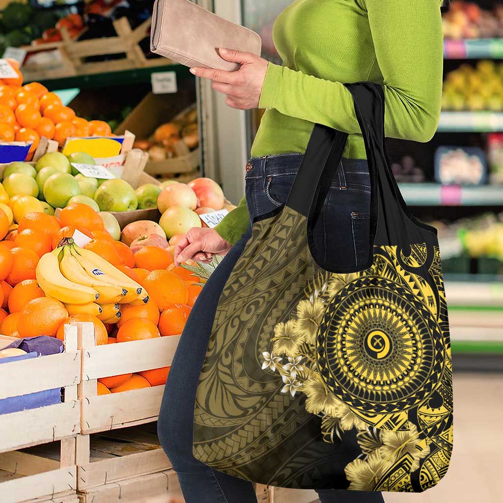 Vanuatu Grocery Bag Hibisus Polynesian Pattern Gold - Polynesian Pride