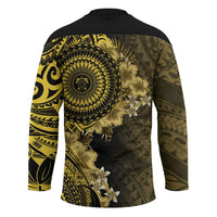 Vanuatu Hockey Jersey Hibisus Polynesian Pattern Gold - Polynesian Pride