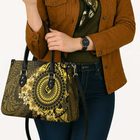 Vanuatu Leather Bag Hibisus Polynesian Pattern Gold - Polynesian Pride