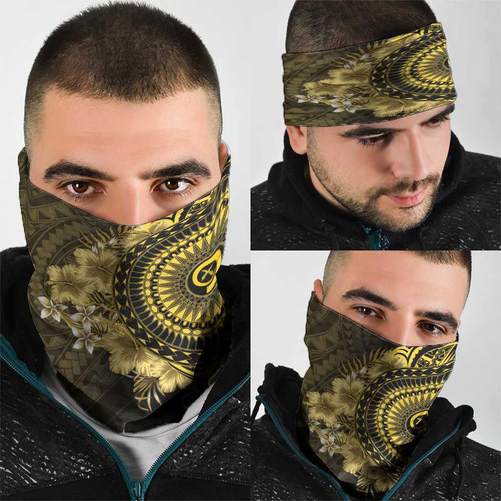 Vanuatu Neck Gaiter Hibisus Polynesian Pattern Gold - Polynesian Pride