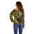Vanuatu Off Shoulder Sweater Hibisus Polynesian Pattern Gold - Polynesian Pride