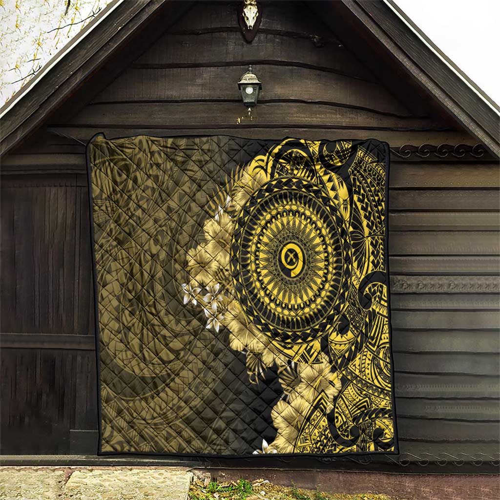 Vanuatu Quilt Hibisus Polynesian Pattern Gold - Polynesian Pride