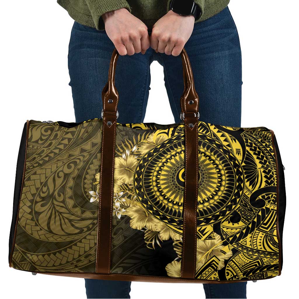 Vanuatu Travel Bag Hibisus Polynesian Pattern Gold - Polynesian Pride