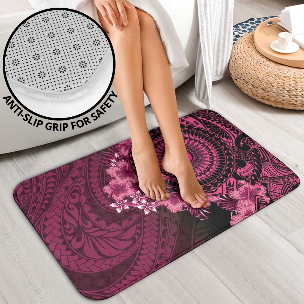 Vanuatu Bathroom Set Hibisus Polynesian Pattern Pink - Polynesian Pride