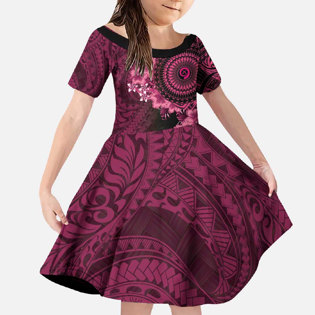 Vanuatu Family Matching Long Sleeve Bodycon Dress and Hawaiian Shirt Hibisus Polynesian Pattern Pink - Polynesian Pride